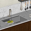 Kitchen embedded sink vegetable basin faucet 3d model