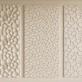 Decorative White Background Wall With Pebble Leaf And Cracked Geometric Patterns For Modern Interior Design 3d model
