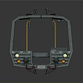 Green Cable Car Cabin With Transparent Windows Roof Equipment And Front Lights
