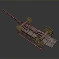 Wooden Stone Material Ancient Transport Cart With Spoked Wheels And Solid Frame