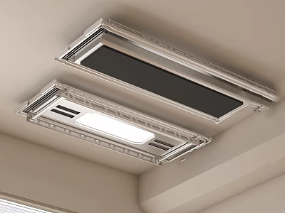 Modern Ceiling Mounted Clothes Hanger With Retractable Design And Built In LED Lighting 3d model