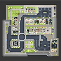 Cartoon Miniature City Scene With Colorful Buildings Streets And Green Trees