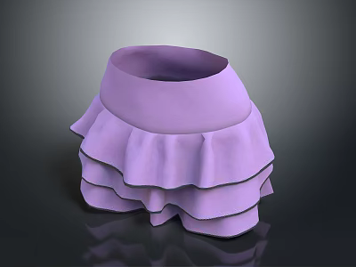 Elegant Purple Layered Frill Design Household Storage Container For Home Use 3d model