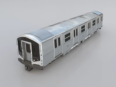 Silver Train Carriage Design With Metal Exterior Windows And Doors 3d model
