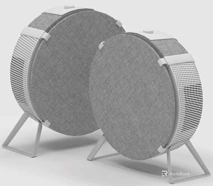 Smart Machine Two Circular Gray Mesh Units With Modern Stands For Home Use 3d model 