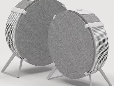 Smart Machine Two Circular Gray Mesh Units With Modern Stands For Home Use 3d model