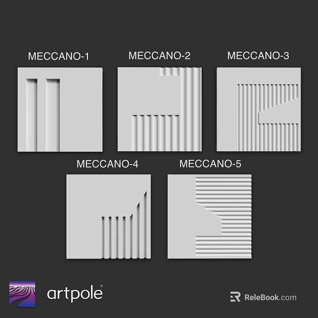 Different Types Of MECCANO Components With Geometric And Striped Patterns 3d model 
