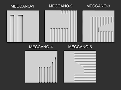 Different Types Of MECCANO Components With Geometric And Striped Patterns 3d model