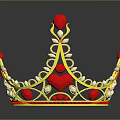 Ornate Household Living Accessory Golden Crown With Red Gemstones Gold Decorations And Reflections