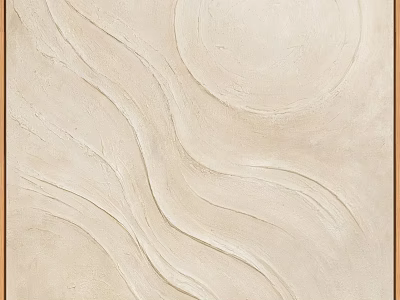 Abstract Painting With Soft Beige Tones Wavy Lines And Circular Shape 3d model