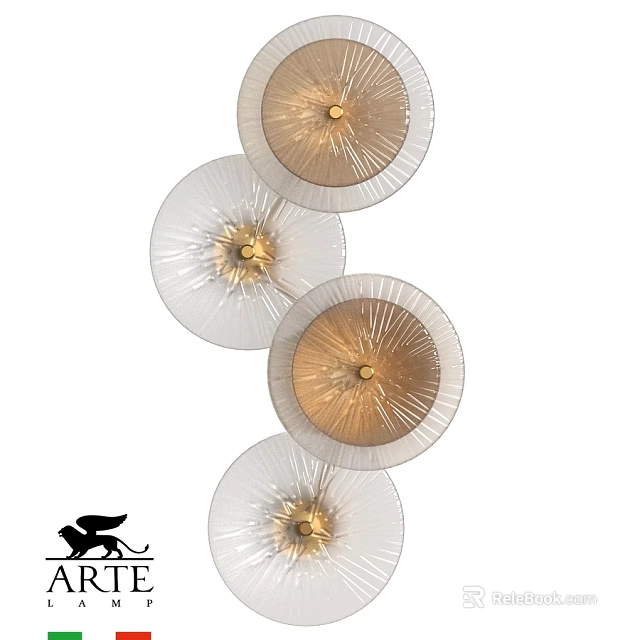 Elegant Modern Textured Glass Wall Sconce With Circular Gold Accent Shades 3d model 