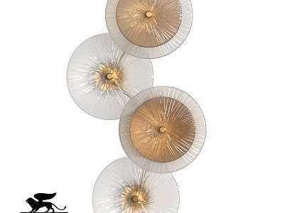 Elegant Modern Textured Glass Wall Sconce With Circular Gold Accent Shades 3d model
