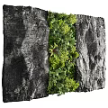 Living Plant Wall With Lush Diverse Green Plants Against Rock Background