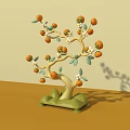 Interactive Area Decorative Orange Tree With Orange Fruits Green Leaves And White Flowers
