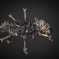 Mythical Skeleton Creature With Bone Structure Multiple Skulls And Dripping Black Liquid 3d model