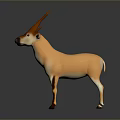 Orange Deer with Brown Antlers Black Nose White Belly in 3D Rendering on Gray Background