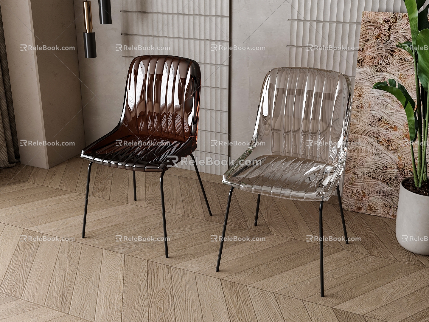 Jane Euro Acrylic Dining Chair 3d model