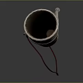 Traditional Handmade Horn Drinking Vessel With Natural Material Silver Bands And Red Cord