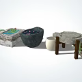 Karesansui Zen Japanese Garden Design With Stone Basin Moss And Sand Patterns
