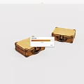 Two Small Vintage Golden Suitcases With Metal Clasps And Handles