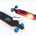 Black And Sunset Palm Tree Graphic Skateboards With Blue Wheels Design
