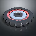 Automotive Wheel Hub Component with Black Outer Red Inner Structure and Silver Center 3d model
