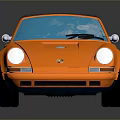 Orange Porsche Classic Convertible Car with Shiny Exterior Black Top and Silver Wheels