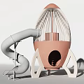 Rocket Shaped Play Equipment For Kids With Slide And Open Framework Design 3d model