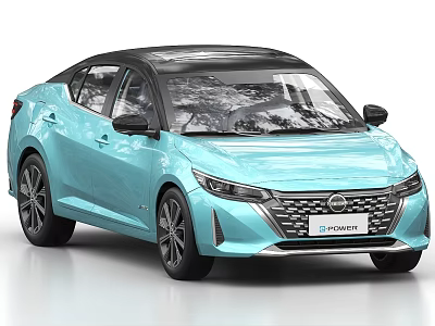 Nissan e POWER Light Blue Sedan With Modern Design And Two Tone Body 3d model