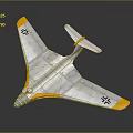 Shiny Silver Model Airplane With Yellow Wingtips Tail And Black Cross Symbols