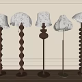 Middle style floor lamp combination 3d model