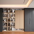 Modern Decorative Cabinet With Zebra Pattern Open Shelves Books And Decorative Items