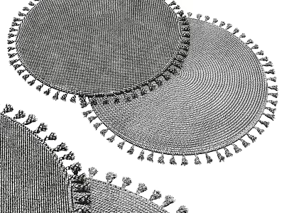 Round Woven Rugs with Tassel Edges and Textured Patterns for Home Decor 3d model