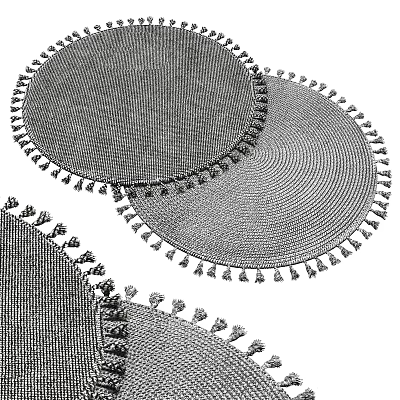 Round Woven Rugs with Tassel Edges and Textured Patterns for Home Decor 3d model