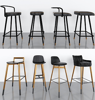 Post-modern bar chair bar chair combination 3d model