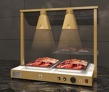 Double head buffet food heat preservation lamp commercial heat preservation table warm food lamp pizza heating lamp three head food heat preservation lamp 3d model