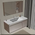 Modern Wall Mounted Wooden Bathroom Cabinet With White Countertop And Mirror