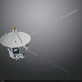 Unmanned Deep Space Exploration Spacecraft With Parabolic Antenna And Long Booms