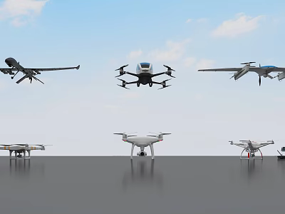 Commercial UAV Equipment Showcase Various Drone Models For Business Applications 3d model
