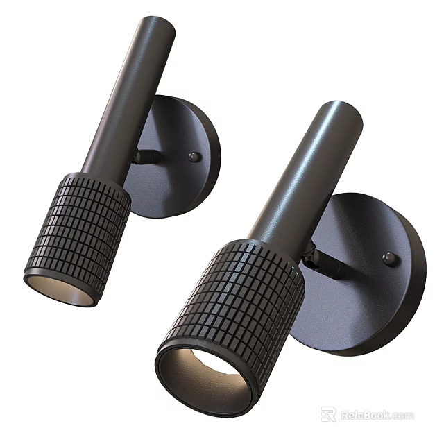 Modern Black Wall Lamps With Grid Texture And Circular Base Design 3d model