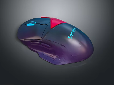 SCUF Gaming Computer Mouse Purple Blue Gradient Design With Red Accent And Blue Lighting 3d model