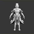 Futuristic Silver Armored Character 3D Model With Intricate Biomechanical Creature Design Features 3d model