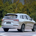 Modern Silver SUV with Sleek Exterior Design Front Grille and Headlights in Green Trees Setting