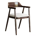 Elegant Modern Wooden Dining Chair With Armrests And Light Upholstered Seat