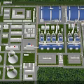 Industrial Plant Aerial View With Multiple Buildings Storage Tanks And Landscaped Greenery