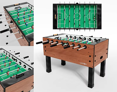 Wooden Table Football Table with Green Playing Surface and Player Rods for Indoor Family Entertainment 3d model