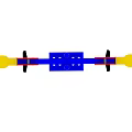 Colorful Playground Seesaw For Kids With Red Seats Yellow Panels And Blue Spring Frame