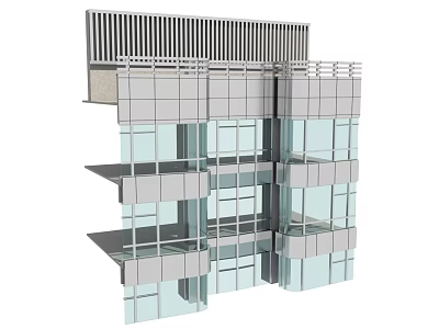 Modern Multi Story Office Building With Glass Curtain Wall And Metal Structure 3d model