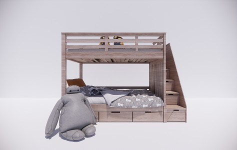 Modern Bed-up and-down Simple Children's Bed 3d model