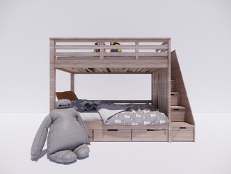 Modern Bed-up and-down Simple Children's Bed 3d model